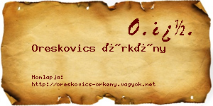Oreskovics Örkény névjegykártya